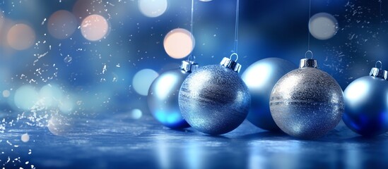 Fototapeta premium Christmas blue balls, generative AI