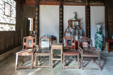 Fototapeta na wymiar Chinese classical style halls and furniture