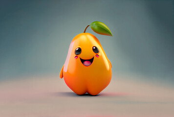 Cute Happy Mango Character Cartoon 3D
