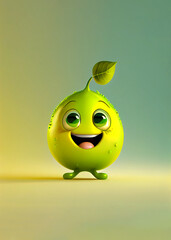 Cute lime cartoon character smiling