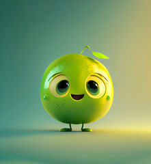 Cute lime cartoon character smiling