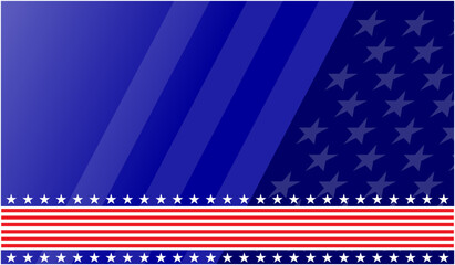 American flag symbols patriotic border frame on a blue background with copy space for your text.