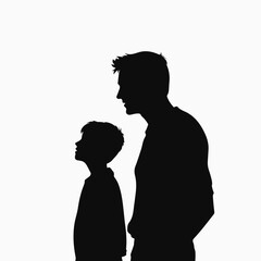 Father and son. Black silhouette. Vector illustration