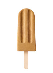 Brown caramel peanut popsicle on white background