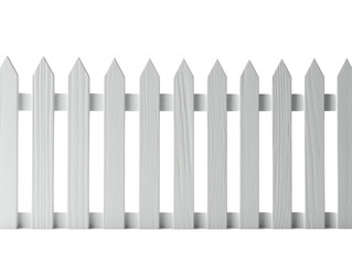 Wooden white fence. Isolated on a transparent background. KI.