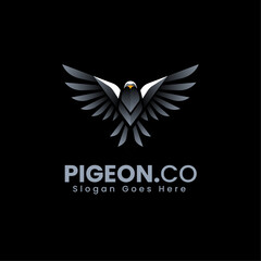 Vector Logo Illustration Pigeon Gradient Colorful Style