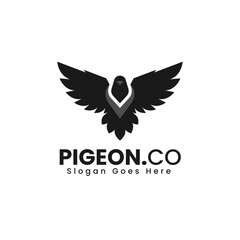 Vector Logo Illustration Pigeon Silhouette Style
