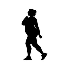 Vector illustration. Silhouette of a bbw girl going in for sports. Slimming. Healthy lifestyle.