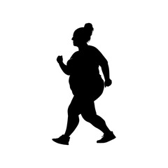 Fototapeta na wymiar Vector illustration. Silhouette of a bbw girl going in for sports. Slimming. Healthy lifestyle.