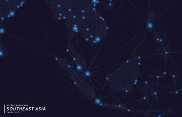 東南アジアを中心とした、デジタルなドットマップ。　大サイズ。