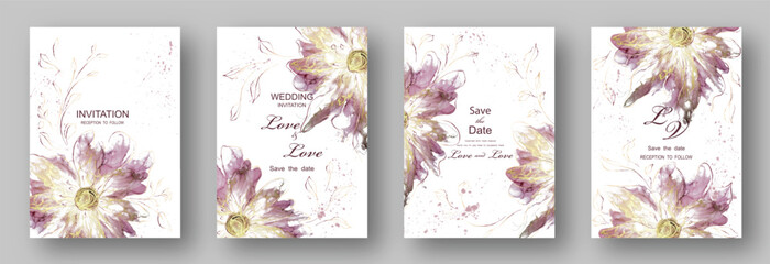 Modern creative design, background marble texture. Wedding invitation.  Alcohol ink. Fluid painting. Vector illustration.