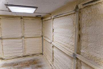  walls of the basement garage insulated with polyurethane foam