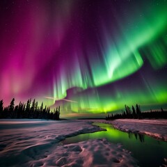 Fototapeta na wymiar Aurora Borealis/Northern Lights, Generative AI