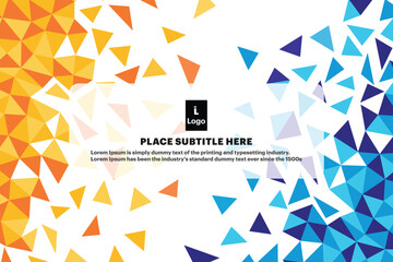 Abstract blue and orange geometric background. triangle and square shapes.
