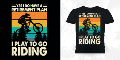 Funny Cycling Retirement Pension Retired Retro Vintage Retirement T-shirt Design