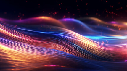 Fototapeta na wymiar Abstract futuristic background with gold PINK blue glowing neon moving high speed wave lines and bokeh lights. Data transfer concept Fantastic wallpaper