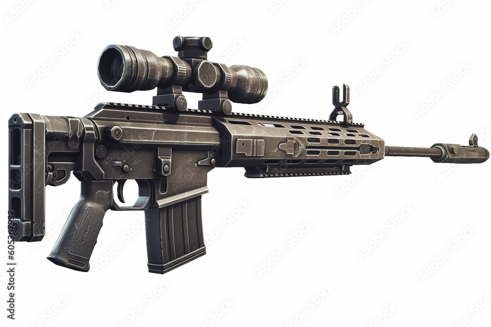 Poster rifle with optical sight isolated on white background. generated by ai