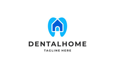 Dental house logo. Tooth home creative logo design vector illustration
