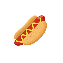 Hot dog flat vector design. Fast food, banner, logo, web.