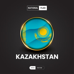 Flag of Kazakhstan vector illustration. Asia Flag 3D EPS10