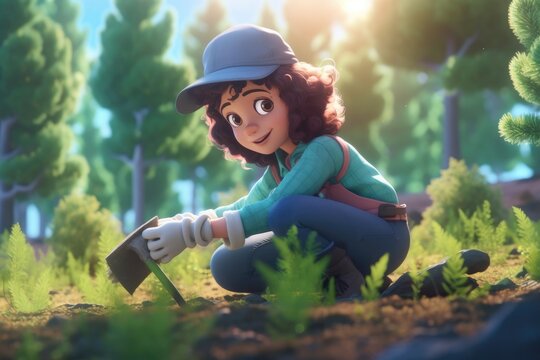 Teenager gardening  - Illustration created with generative ai