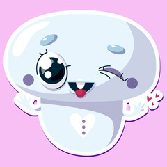 Vector illustration of mushroom character sticker