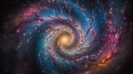 Big and bright spiral galaxy. AI generated.