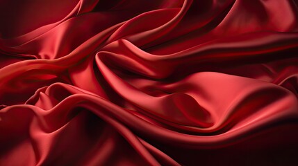 Red silk folds. AI generated.