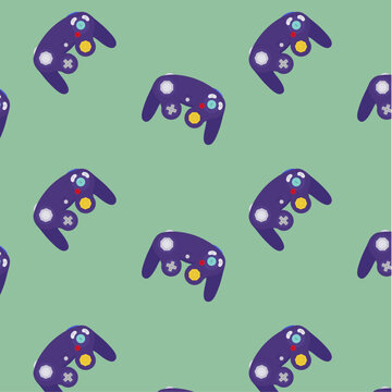 pattern with retro video game controller. 2000s style gamecube