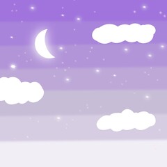 Fototapeta na wymiar sky and moon at purple night illustration