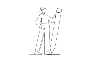 A woman has writing skills. World youth skill day one-line drawing