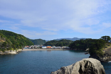 西伊豆堂ヶ島の入江と乗浜海岸全景