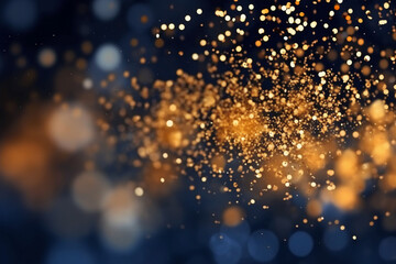 Obraz premium Decorative artistic background. abstract background with Dark blue and gold particle. AI generative