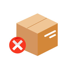 Obraz premium Cardboard box with cross mark. Shipment checklist delivery concept. Cartoon 