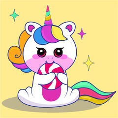 Cute unicorn cartoon vector 