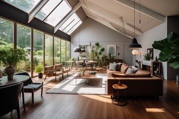 Obraz na płótnie Canvas Contemporary living room in villa using generative AI