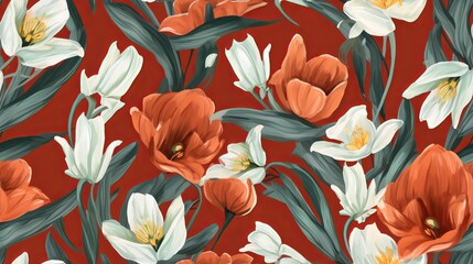 Seamless delicate petals and vibrant blooms flowers