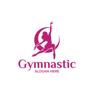 Silhouette of gymnastic logo design template