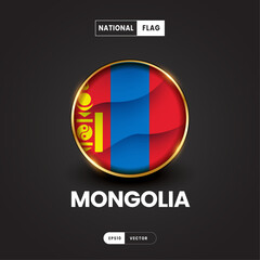 Flag of Mongolia vector illustration. Asia Flag 3D EPS10
