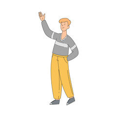 Young Man Giving High Five Hand Gesture Vector Illustration