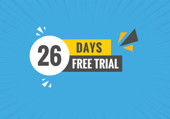 26 days Free trial Banner Design. 26 day free banner background