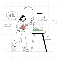 Simple line style illustration isolated on white background. Business and financial analytics. Vector illustration.