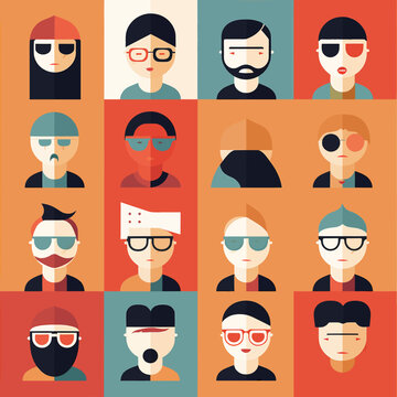 Users and Avatars Vector Line Icons. Teamwork, icons set persons collection