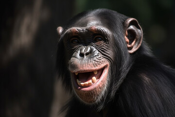 a chimpanzee is laughing
