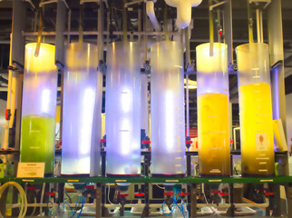 Experiments being conducted using exotic laboratory equipment 