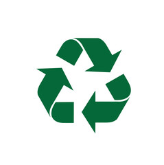  Signo de reciclaje verde. Vista de frente y de cerca. Icono vector
