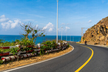 View of ocean road in Nhat beach, Con Dao island, Vietnam. Beautiful and tranquil, it is a proud destination worth exploring in Vietnam.