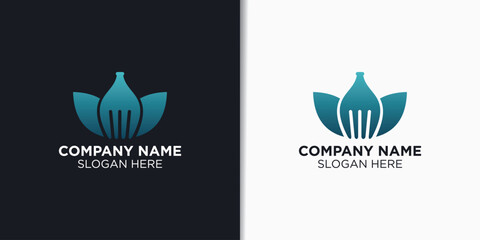 Fototapeta na wymiar nature food logo design template, restaurant logo inspiration