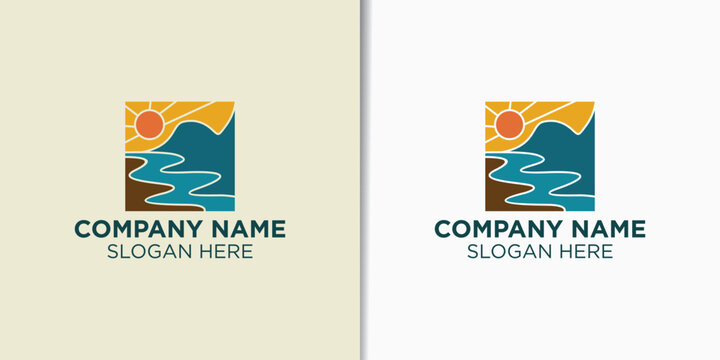 landscape vintage logo template, outdoor brand identity, travel logo design