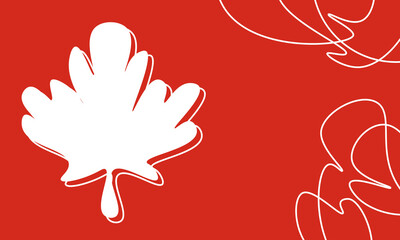 canada day banner background with white maple and line art. Vector illustration with place for your text